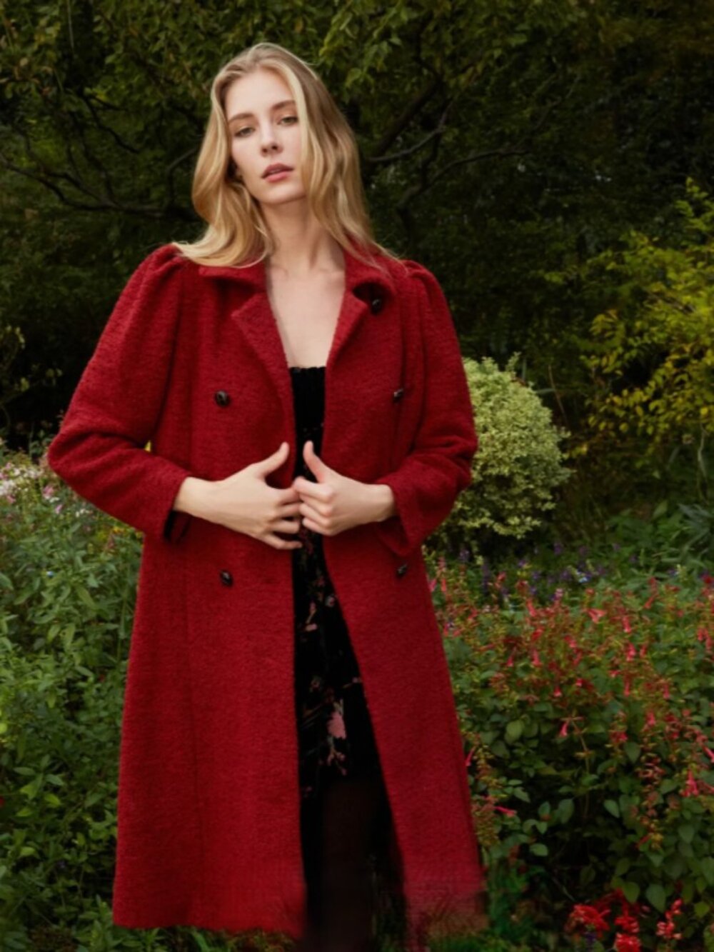 NWT Lait Collection Greta Vintage Red Double Breasted Coat